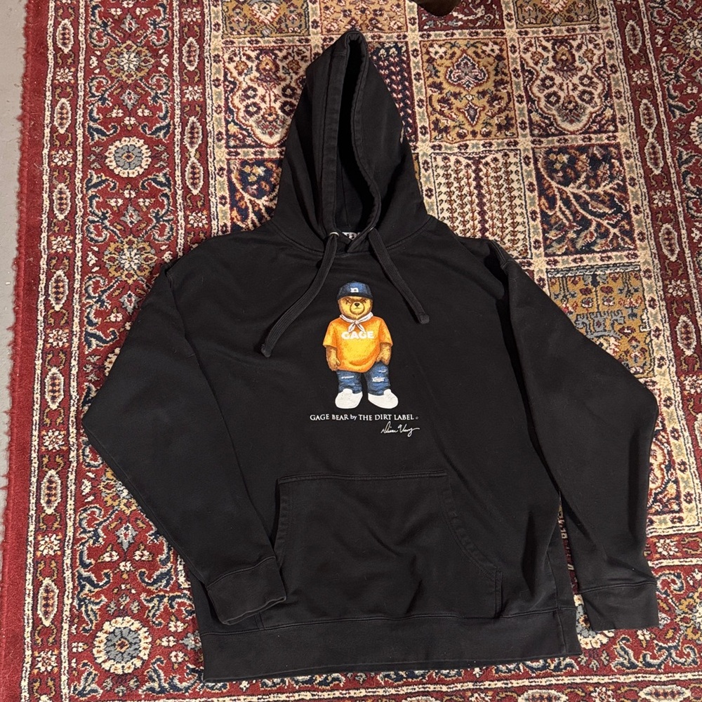 Dirt Label X Gage Bear XL black Hoodie Detroit Michigan Collab